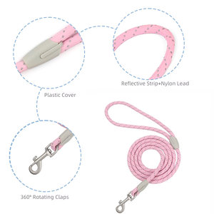 Doğrudan fabrika özel Macaron renk naylon halat ağır yansıtıcı şerit köpek açık seyahat eğitimi için tasma evcil hayvan tasma - Product Image 3