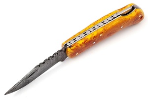 Couteau de poche pliant en acier Damas personnalisé manche en résine, nom et logo personnalisés, qualité supérieure pour la chasse, le camping, cadeau idéal - Product Image 3