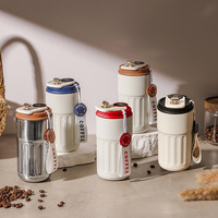 Taza de Café Aislada de Acero Inoxidable 316 de 450 ml con Pantalla LED de Temperatura, Termo Inteligente de Viaje con Correa Portátil
