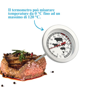 Thermomètre de cuisine analogique pour viande et rôtis, sonde en acier inoxydable 5x12 cm, plage de 0 à 120°C - Product Image 3