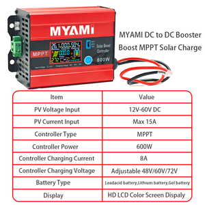 Controlador de Carga Solar MPPT MYAMi de 1200W 600W con Pantalla LCD, Entrada de 30A, 72V 60V 48V, para Baterías de Plomo-Ácido de 12V-60V - Product Image 5