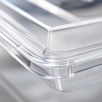 Boîte à lunch jetable en PP de qualité alimentaire, transparente comme du cristal, 500 ml, robuste, moulée par injection, recyclable, sans BPA, avec couvercle, pour les gourmets