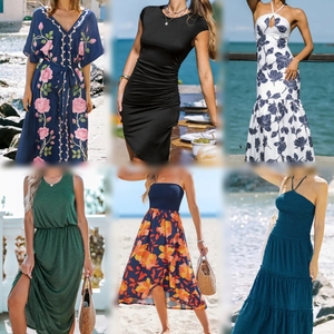 Lote al por mayor de vestidos casuales de mujer hasta la rodilla, pacas mixtas de vestidos midi de verano, ropa en stock para reventa a granel - Product Image 5