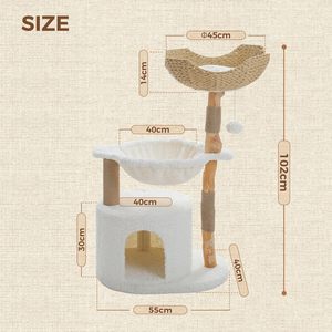 <span class=keywords><strong>Arbre</strong></span> <span class=keywords><strong>à</strong></span> <span class=keywords><strong>chat</strong></span> moderne Road, tour <span class=keywords><strong>à</strong></span> <span class=keywords><strong>chat</strong></span> en <span class=keywords><strong>bois</strong></span> véritable pour chats d'intérieur de grande taille, meubles de luxe avec grand hamac confortable - Product Image 4