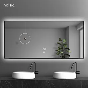 Specchio da bagno specchio illuminato da parete con cornice con retroilluminazione a LED con opzione funzione intelligente interruttore tattile con Display orario e temperatura
