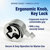 Loquet de porte de cabine de bateau en acier inoxydable 316 de qualité marine avec trou de serrure dissimulé et poignée rotative ergonomique
