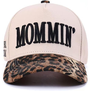 MOMMIN' Too Busy to Care Gorra de béisbol de varios paneles con estampado de leopardo 100% algodón para mujer |   Gorra Ajustable Estilo Vintage Y2K para Mamá y Papá - Product Image 1