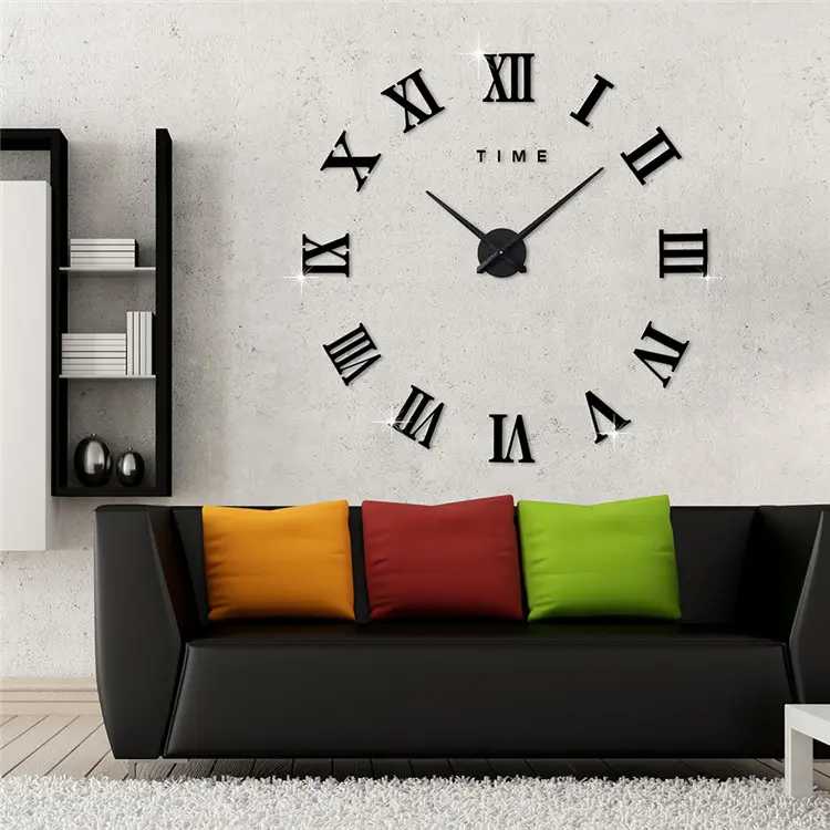 2021 city office art unique nordic Luxury acrylic Sticker cheap Big DIY 3D Home Decoration Modern large wall clocks