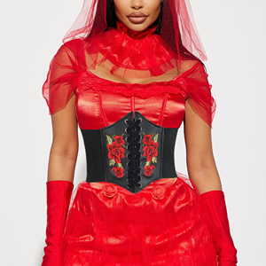 Cinturón ancho para mujer, cinturón de corsé de nailon elástico para mujer, cinturón negro de cuero PU, cinturón de muslo con cordones para el cuerpo delgado, cinturón para mujer - Product Image 2