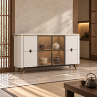 WYRAX Hotel Esszimmer-Sideboard Vitrine mit Getönten Glastüren Versteckter Seitenaufbewahrung und Erhöhten Metallbeinen