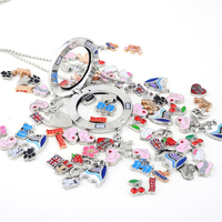 Collier pendentif en forme de boîte à photos ronde ouverte en herbe simple, accessoires de bricolage les plus récents de 2026, pour femmes, bijoux