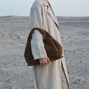 Borsa Tote in vera pelle scamosciata con Logo personalizzato borse minimaliste a tracolla da donna con marchio di lusso - Product Image 2