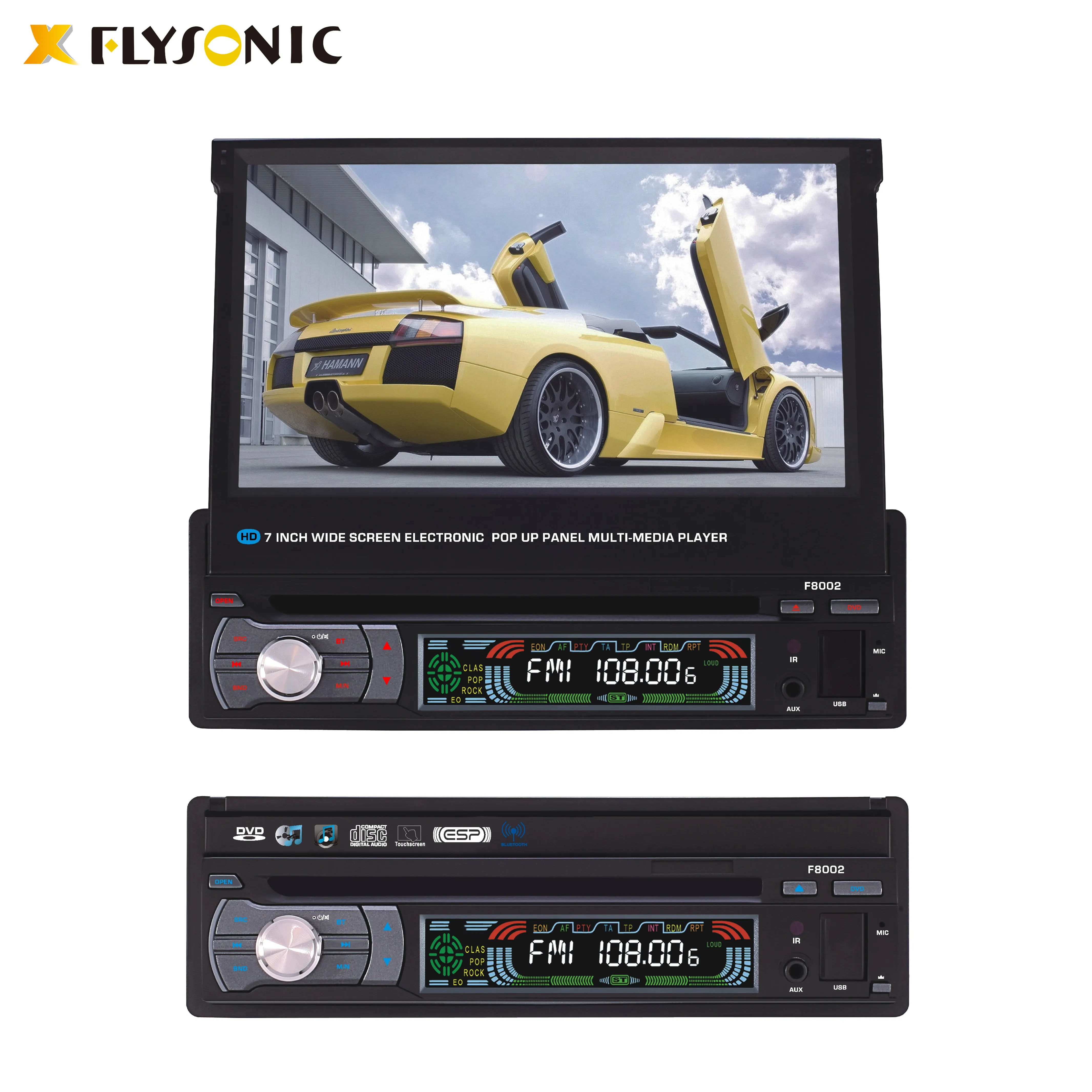 Flysonic Universal Car Radio Audio Stereo Touch Screen DVD Multimedia Player 7 Inch Android Car DVD Player