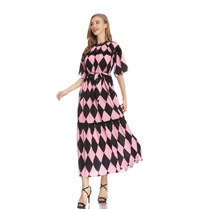 Robe Déesse Fan Vêtements D'été Nouveau Style Français Mince Losange Grande Européenne Plus <span class=keywords><strong>La</strong></span> Taille Des Femmes Robe - Product Image 4