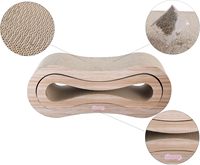 Lit de repos et griffoir pour chat 2-en-1 Infinity en carton moderne de 26 pouces avec herbe à chat pour chats d'intérieur