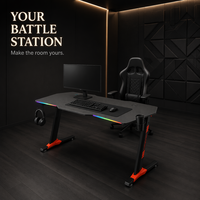 Bureau de jeu AOR réglable en hauteur, surface en fibre de carbone, structure métallique avec rangement, crochet pour casque, pliable en bois, en forme de Z, durable