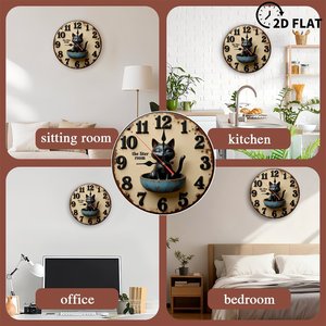 Round Wooden Wall <b>Clock</b> 25x25Cm <b>Silent</b> Non Ticking Home Corridor Entrance <b>Clock</b> - Product Image 5