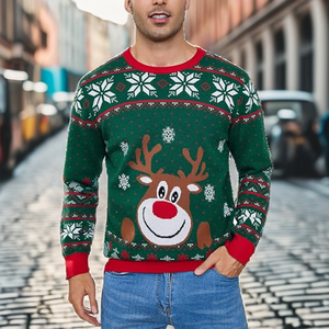 Pull en tricot respirant anti-rides et anti-rétrécissement de luxe 2025 pour homme, coupe ajustée en laine/polyester, design confortable pour l'automne/l'hiver - Product Image 2