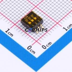 DSHP03TS-S DIP Switch SMD-6P,5.4x5.4mm Switch Flat Toggle, Groove Type Single Pole Single Throw 3 Gull Wing Type - Product Image 1