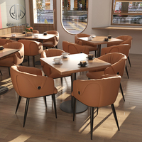 Ensemble de table carrée et de chaises en cuir de design moderne de haute qualité, meubles durables pour café, salle à manger, café