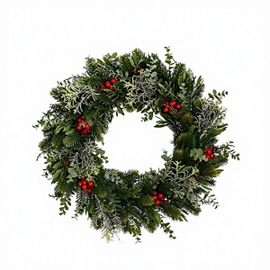 Nueva Corona Navideña Redonda Hecha a Mano de PE/PVC de 40/<span class=keywords><strong>50</strong></span>/60 cm, Adorno Colgante para Ventana, Decoración, Venta al por Mayor - Product Image 1
