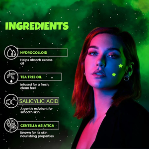 แผ่นแปะสิวเรืองแสงในที่มืด Overnight <span class=keywords><strong>Glow</strong></span> in the Dark Star Hydrocolloid Pimple Patch แผ่นแปะสิวน่ารัก รับผลิตแบบ OEM ขายส่ง - Product Image 3