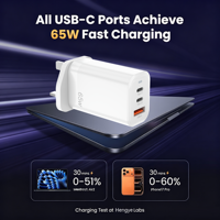 Adaptateur secteur universel 65 W USB-C PD QC3.0 pour ordinateur portable, prise UK, charge rapide 65W USB-C UKCA