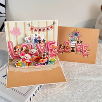 Carte de vœux 3D pop-up chien mignon, carte créative stéréo pour animaux de compagnie, carte cadeau d'anniversaire et de fête, décoration pour enfants et famille