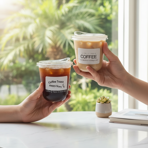 यू-आकार के कॉफी कप डिस्पोजेबल दूध चाय कोल्ड ड्रिंक कप इंटरनेट सेलिब्रिटी अत्यधिक पारदर्शी पेय कप प्लास्टिक कप - Product Image 1