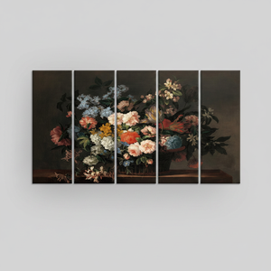 Modern Floral Printed Canvas Art: Elegant <b>Flower</b> Print Design for Home Decor,SET OF 5 CANVAS - Product Image 2