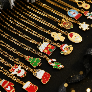 قلادة قلادة لطيفة من المينا لعيد الميلاد ، رنة ثلج ، جرس إسقاط ، سلسلة سحر ، قلادات نسائية ، مجوهرات حفلات الأعياد - Product Image 1