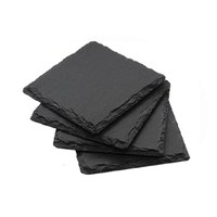 Sous-verres carrés en ardoise noire à bord naturel, écologiques, gravables, pour les fêtes, les bars et la maison
