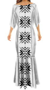 Großhandelspreis Samoanisches Stammeskleid Maßgeschneidertes Hawaiianisches Blumenmuster Polynesischer Druck Halber Ärmel Übergröße Damen Langes Bodycon-Kleid - Product Image 3