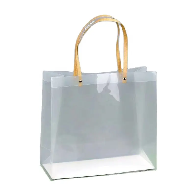 PP personalizzazione all'ingrosso Logo stampato personalizzato impermeabile PVC chiaro Tote bag rivetto di sicurezza goffrato imballaggio prodotti accessori
