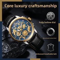 Montre Cassaro pour homme, automatique, squelette, quartz, bracelet en acier inoxydable, cadran 41 mm, affichage lumineux des aiguilles, tendance et élégante