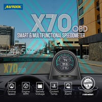 AUTOOL-medidor de velocidad de motor X70 OBD, medidor de RPM/temperatura del motor/batería, alarma de voltaje, medidor multifuncional, código de Error claro