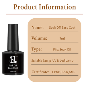 HS OEM Base Coat en <span class=keywords><strong>Gel</strong></span> Fácil de Despegar 7ml Sin Limpieza Removible por Inmersión Cumple con las Normas de la UE UV LED para Salón de Uñas - Product Image 3