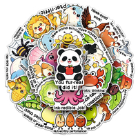 Paquete de 50 Pegatinas de Vinilo con Dibujos Animados, Resistentes al Agua, Lindas, para Papelería, Juguetes, Decoración de Cuadernos