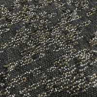 Tissu en tweed mélangé de laine avec broderie de fil doré, ruban métallique rayé pour manteau, veste, jupe, robe