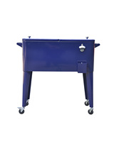 Chariot de transport portable 3-en-1 pour extérieur, petit glacière-réfrigérateur, table de rangement en plastique et métal avec quatre roues