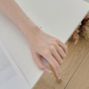 Dylam Simplicity Design Fashion Fine Jewelry Rhodium 18K Gold Plated 925 Silver 5A Zirconia <b>Cross</b> <b>Chain</b> Finger <b>Chain</b> Bracelet - Product Image 3