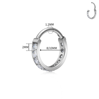 Cincin Hidung Titanium G23 16G, Anting Fashion Mewah, Cincin Hoop Berengsel Model Klik, Inlay Zirkon, Perhiasan Tindik Tubuh Wanita