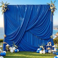 Tirai Pesta Anti Kusut Warna Biru Royal untuk Dekorasi Latar Belakang Pernikahan, Baby Shower, Ulang Tahun, Dapat Disesuaikan