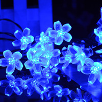 Guirlandes lumineuses solaires LED transfrontalières en forme de fleurs de cerisier et de fleurs de pêche pour l'éclairage décoratif de cour extérieure, Noël