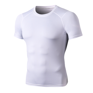 T-shirt Sportiva da Uomo a <span class=keywords><strong>Maniche</strong></span> <span class=keywords><strong>Corte</strong></span> Economica per Corsa Fitness Palestra a Compressione Muscolare <span class=keywords><strong>Termica</strong></span> - Product Image 3