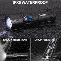 Lampe torche tactique LED rechargeable par USB Banral Super Bright Power avec faisceau long et corps en alliage d'aluminium