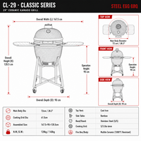 Barbecue Kamado SEB 29 pouces en céramique, fumoir au charbon de bois, certifié CE LFGB, fabricant de barbecues en gros