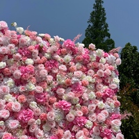 Dinding Bunga Buatan Campuran Pink Putih 3D Panel Bunga Mawar Sutra Peony untuk Dekorasi Latar Belakang Pernikahan, Lobi Hotel, dan Upacara Pembukaan