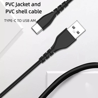Cable USB C de PVC de Alta Calidad, 5V 3A, Carga Rápida, Cable de Datos Tipo C con Cobre Estañado, 480Mbps, Cable de Carga USB-A a C para Teléfono Inteligente