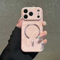 Coque de téléphone portable magnétique en lin finition mode pour iPhone 17 16 15 Pro Max, antichoc, givrée, avec dos électroplaqué